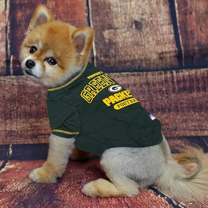 NFL Green Bay Packers Dog T-shirt Medium. - Licensed Shirt for Pets Team Colored with Team Logos- Premium Stretchable Materials for the comfort of your Dog & Cat