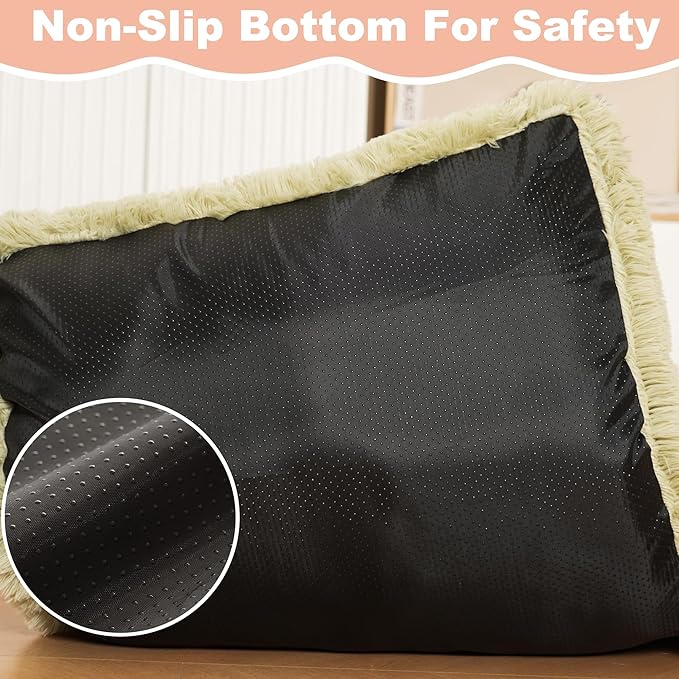 Bedfolks Waterproof Crate Bed, Plush Dog Kennel Pad with Removable Cover, Faux Fur, Washable, 35"x23", Sage Green