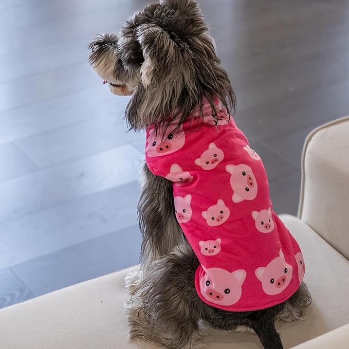 Cute Bone Winter Dog Jacket Reversible Vest Soft Coat Windproof and Waterproof with Leash Hole for Small to Large Dogs