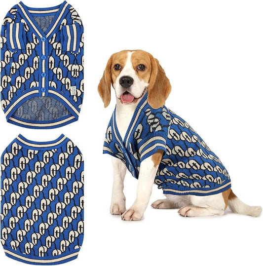 Pet Sweaters for Dogs Boys and Girls, Dynamic Letter Patterned Dog Sweater,Dog Cardigan,Pet Clothes,Pet Knitted Clothing,Fit for Different Seasons and Kinds of Dogs (Blue S)