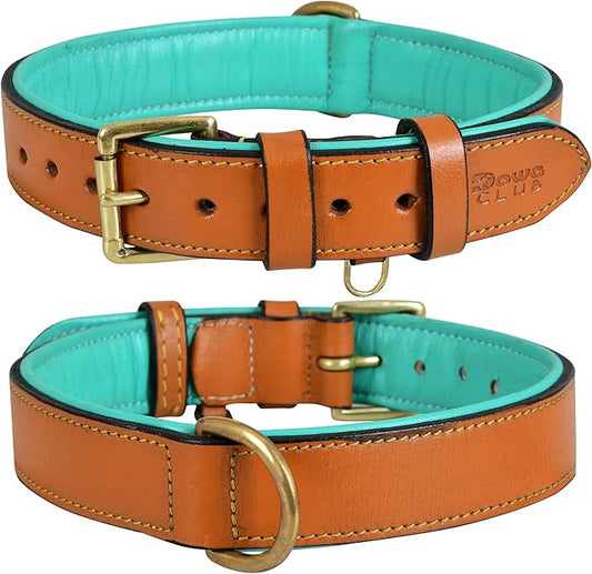Leather Dog Collar | Dog Collar for Extra Large Dogs, 1.5 Inch Wide, Tan | Genuine, Full Grain, Heavy Duty, Comfortable, Inner Soft Padding (X-Large (Fit Neck Size 22"-26"), Tan)