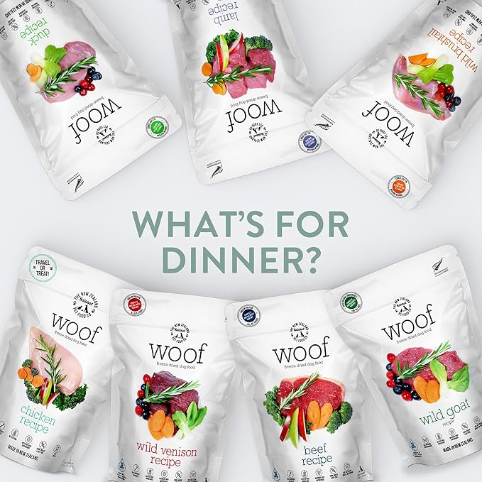 The New Zealand Natural Pet Food Co WOOF Freeze Dried Dog Food - Lamb Recipe, High Protein Dog Training Treats & Meals, Dog Food Topper, 2.2 lb