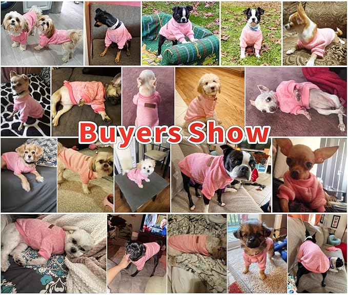 Idepet Pet Dog Classic Sweater, Soft Fleece Coat for Small,Medium Dog,Warm Pet Dog Cat Clothes,Soft Puppy Customes 2 Color (M, Pink)