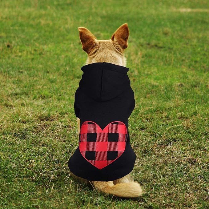 Dog Hoodie Sweater Sweater for Dogs Pet Clothes Black Buffalo Plaid Warm and Soft Breathable Cozy(XXL)