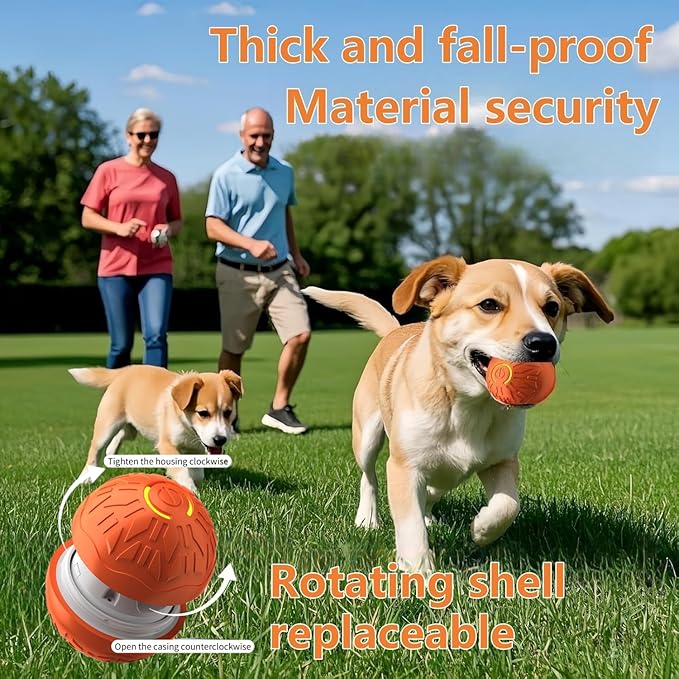 Interactive Dog Ball, Activated Automatic Rolling Ball for Dog, Self Moving Vibrating Smart Jumping Automatic Moving Bouncing and Rotating Balls for Pets (Orange)