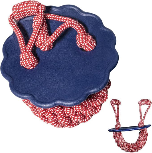 2-in-1 Dog Tug of War Rope and Frisbee, Dog Toy,Tough Rope Toy, Flying Disc, Tug Toy for Outdoor and Indoor Play (Iris Blue)
