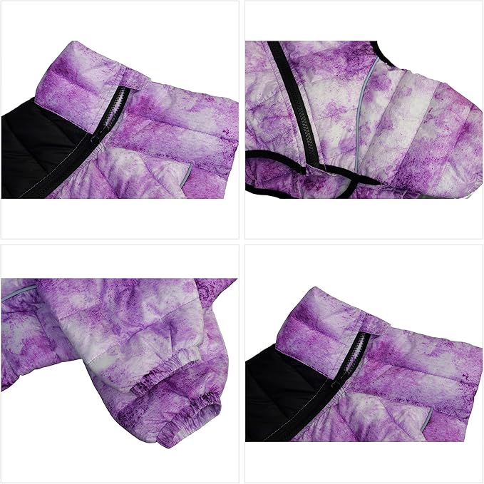 maciai-Purple Waterproof Windproof Reflective Warm Dog Vest, Zippered Adjustable Outdoor Snow Jacket for Small to Large Dogs