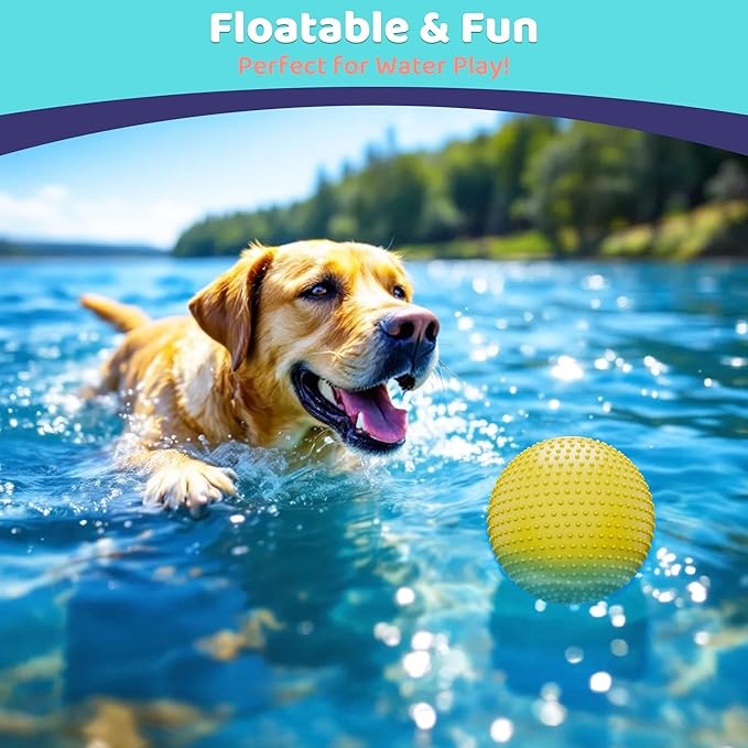 Dog Balls, EVA Dogs Toy Ball for Aggressive Chewers, 5 Inch Durable High Elasticity Interactive Ball for Training Dog Catch and Fetch, Floatable Toy for Medium and Large Dogs Puppies (Yellow)