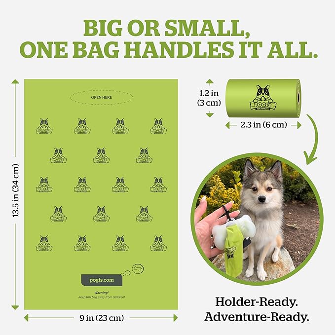 Pogi’s Dog Poop Bags – Leak-Proof & Extra Thick Pet Waste Bags with 2 Holders (Fresh Scent, 50 Rolls, 750-Count)