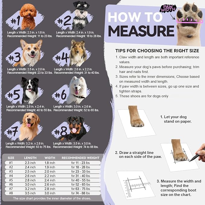 Dog Shoes for Large Small Medium Dogs,Dog Booties for Indoor Hardfloors Anti-Slip,Reflective Strip Waterproof Dog Boots & Paw Protectors for Outdoor Walking Hot Pavement,Winter Snow (Purple-4)