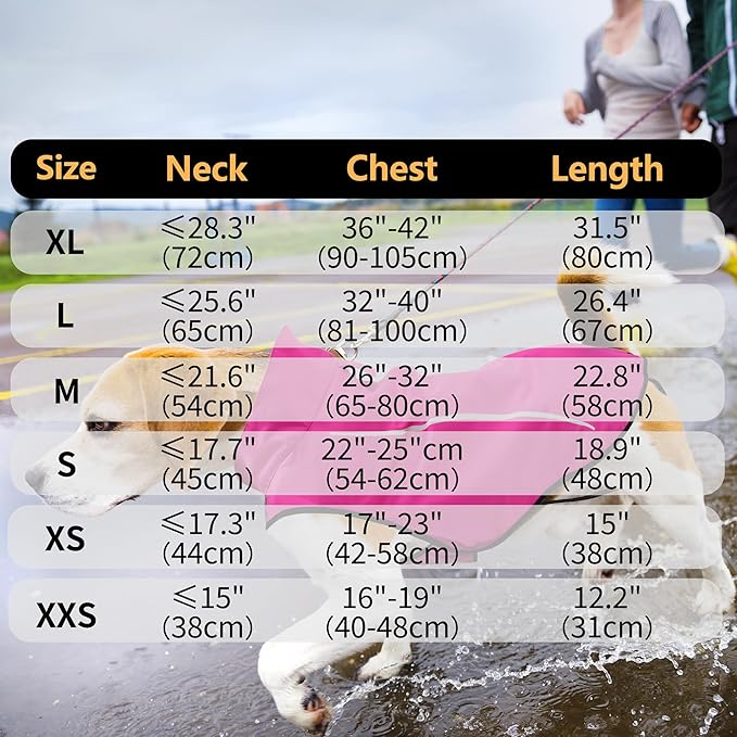 Mile High Life Dog Raincoat, Adjustable Waterproof Reflective Rain Jacket for Small Medium Large Dogs, Lightweight Breathable Pet Rain Coat with Leash Hole(Hot Pink,XS Chest 17-23")