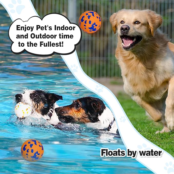Dog Balls Tennis Ball Toys 4Pack 3''Dog Toys for Aggressive Chewers Indestructible Durable Teething Chew Bouncy Safe Balls Dogs Floating for Water Toy Fetch Pet Ball for Large Medium Dogs