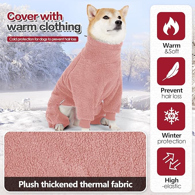 Dog Winter Coat for Small Medium Large Dog for Run Walk Sleep Warm Fleece Pet Sweater & Windproof Pajamas Snow Jacket XL Pink