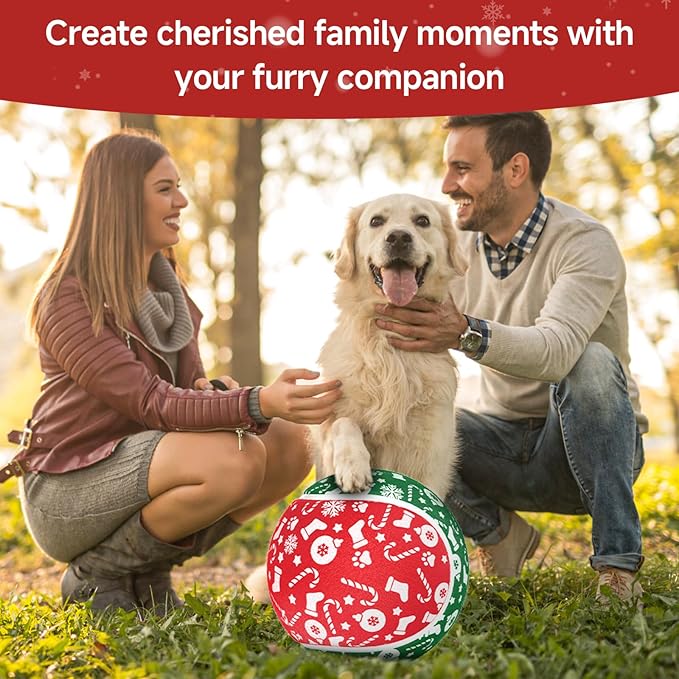 QDAN Christmas Dog Toys, Giant Tennis Ball for Large Big Dog, Balls for Outdoor Play Balls for Medium Large Dogs, Toys Birthday Gifts, 9.5 Inch