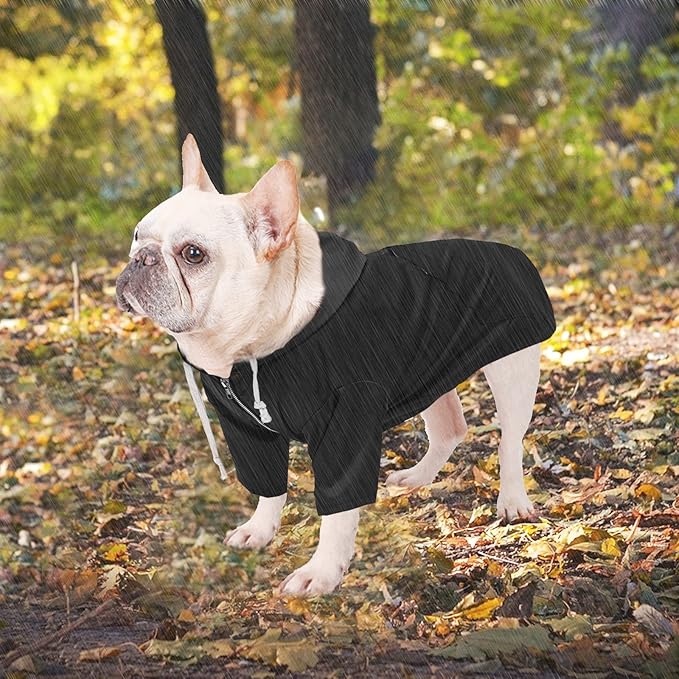 Dog Raincoat rain Jacket Raincoat Dogs Waterproof Small Medium Breeds Zip Closure Storage Pocket Harness Hole Black XXL