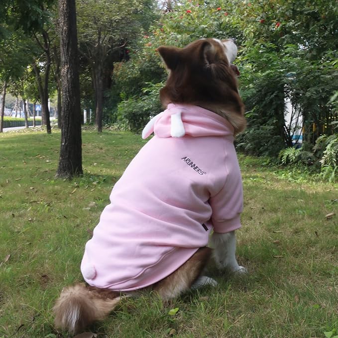 Extra Large Dog Christmas Bunny Costumes Rabbit Hoodies Clothes for Easter Day Halloween Labrador Rottweiler Great Dane, Pink, 5X-Large