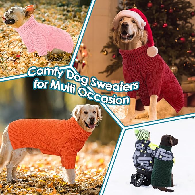 AOFITEE Dog Sweater, Warm Dog Sweaters for Large Dogs, Halloween Dogs Sweater, Turtleneck Girl Pet Sweaters, French Bulldog Sweatshirt, Knit Female Male Pet Knitwear for Winter Fall, Large