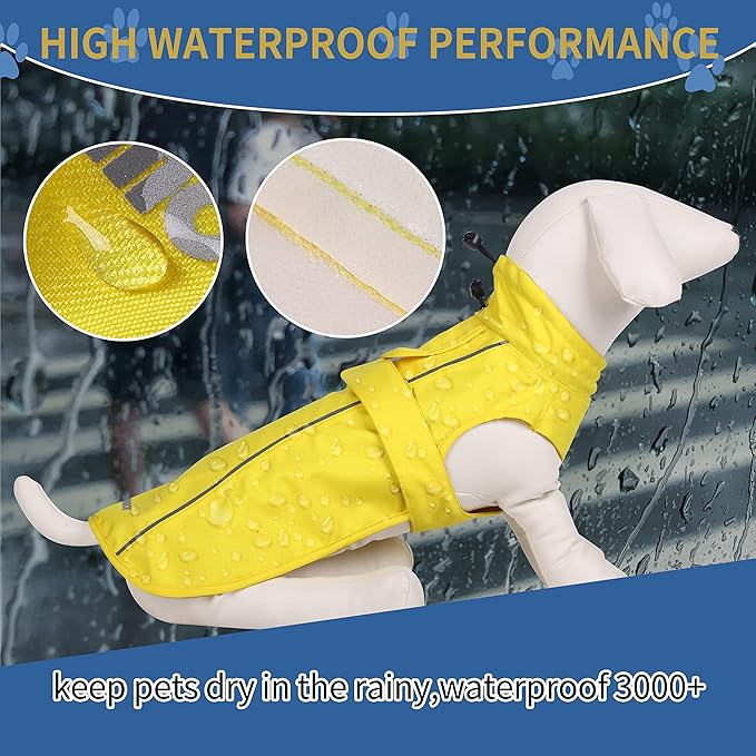 Waterproof Dog Raincoat with Reflective Strip, Adjustable Breathable Rain Coat Jacket with Leash Hole for Dogs (Pink, XX-Large)