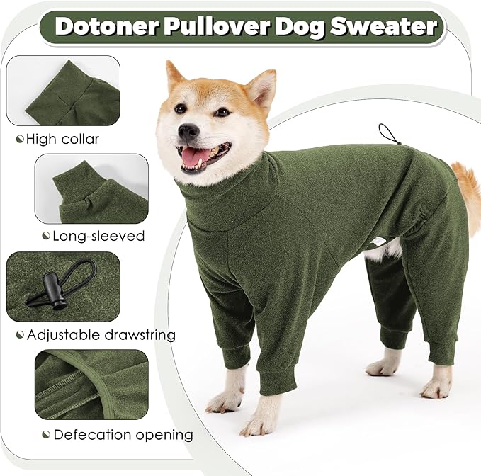 Dotoner Pullover Dog Sweater High Collar with Leash Hole Cold Weather Vest for Dogs Dog Winter Clothes for Indoor and Outdoor Use Long Sleeve Dog Sweatshirt Dog Clothes for Large Dogs