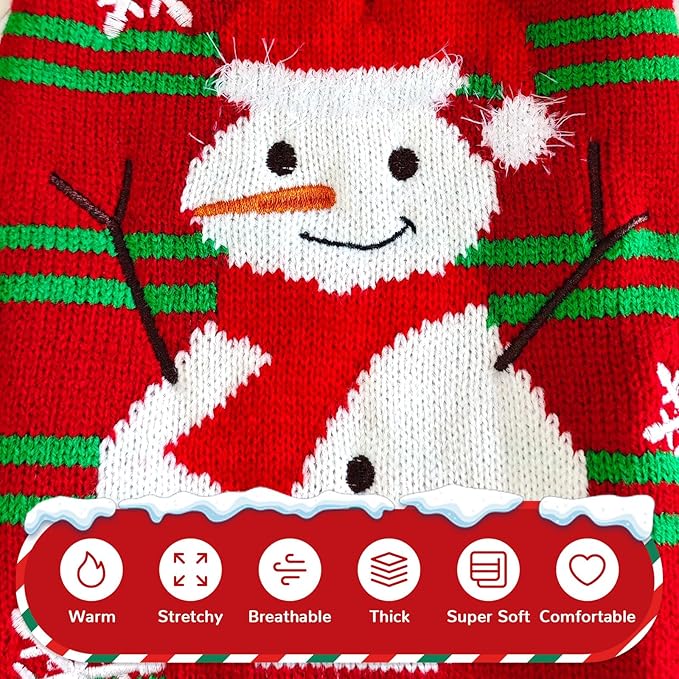 PETCARE Red Snowman Dog Sweater Christmas Dog Sweaters Vest Ugly Snow Xmas Puppy Costume Pet Holiday New Year Fall Winter Clothes for Small Medium Large Dogs Cats Pullover Sweaters Outfits,Medium