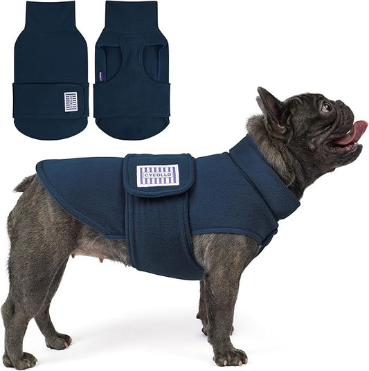 cyeollo XL Dog Sweater, Fleece Dog Sweaters Soft Stretchy Doggie Vest Turtleneck Doggy Sweatshirt Warm Fall & Winter Clothes for Medium to Large Dogs Girl, Navy XL
