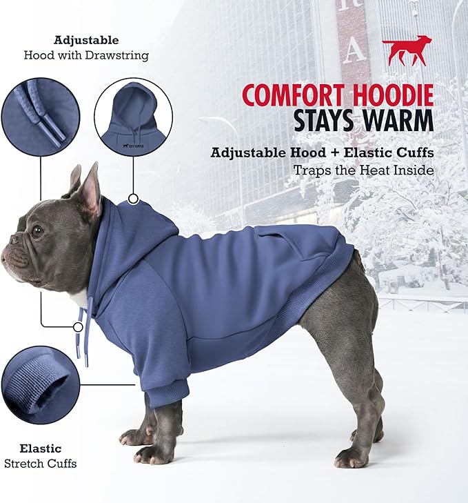 Tuff Pupper Dog Hoodie | Premium Quality 100% Organic Cotton | Ultra Soft Interior for Superior Comfort | Elastic Cuffs & Drawstring for Warmth | Stretch Fit Suitable for All Breeds (Blue, XXL)