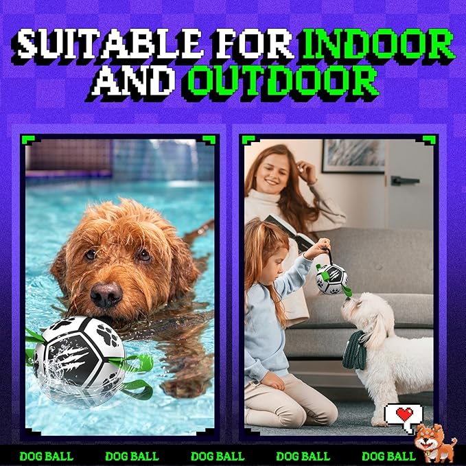 Diman Dog Soccer Ball with Straps, Soccer Balls for Dogs to Play, Train and Retriever, Outdoor Pet Balls for Small to Medium (5 Inch)