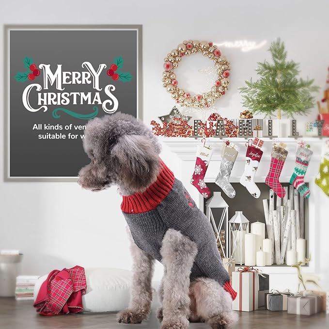 PETCARE Reindeer Christmas Dog Sweater Gray Cat Sweater Vest Cartoon Elk Pet Holiday Dog Clothes Puppy Sweaters for Small Medium Large Dogs Cats Fall Winter Outfits Xmas Dogs Costume,Medium