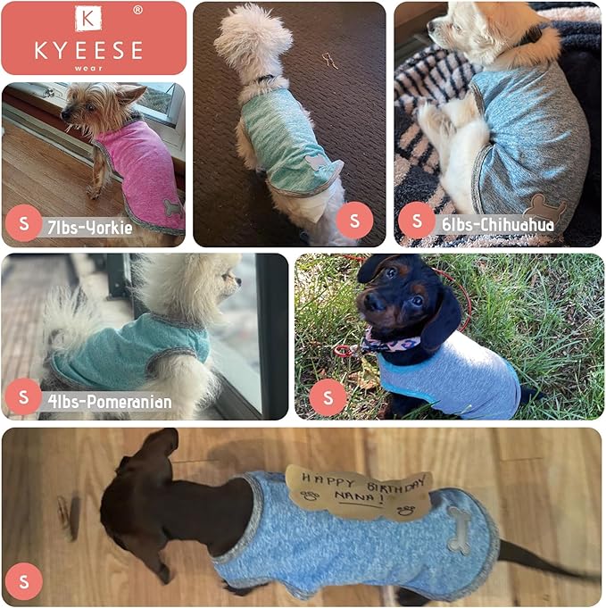 KYEESE 2 Pack Dog Shirts Sun Protection Quick Dry Soft Stretchy Pet T-Shirts with Reflective Label Tank Top Sleeveless Cat Vest Dog Clothes for Small Medium Dogs, Small, Grey+Blue
