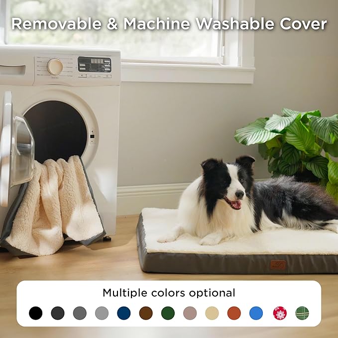 Bedsure Large Dog Bed for Crate - Comfy Flat Pet Beds with Removable Washable Cover, Orthopedic Egg Crate Foam Crate Mat, Suitable for Pet Up to 50 lbs