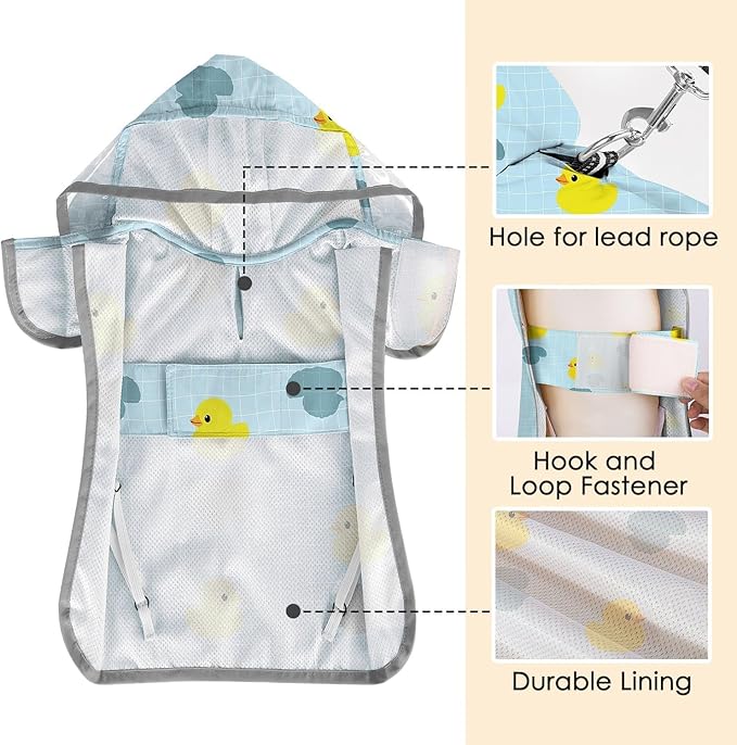 SlowTon Dog Raincoat, Adjustable Dog Rain Jacket Clear Hooded Double Layer, Waterproof Poncho with Reflective Strip Straps and Storage Pocket for Small Medium Large Dogs Puppies (DK L)