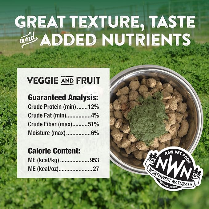 Northwest Naturals Freeze-Dried Veggie & Fruit Functional Topper - for Dogs & Cats - Healthy, Limited, Human Grade Ingredients, All Natural, Proudly Made in USA, 5 Oz (Pack of 1)