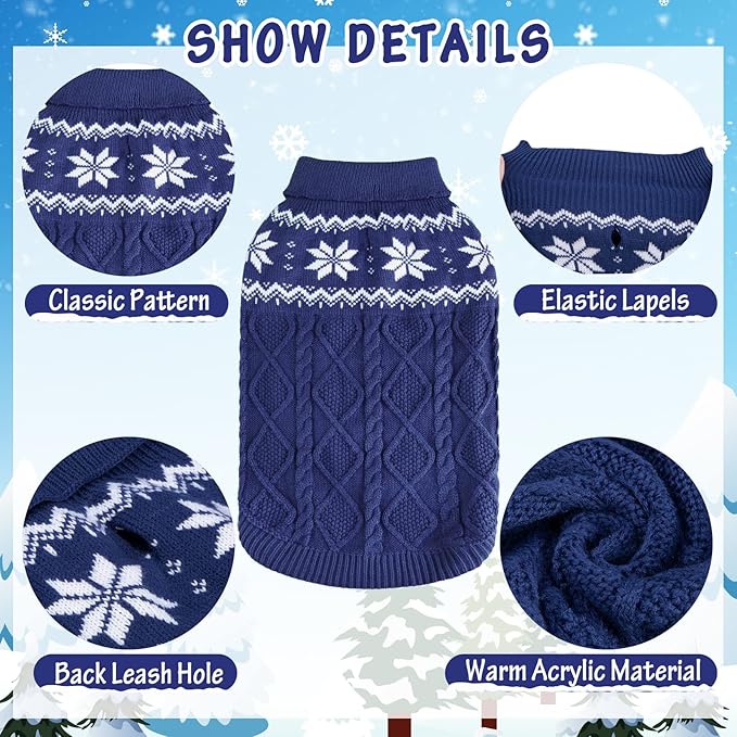Warm Winter Dog Sweater - Cold Weather Pet Clothes for Small Medium Large Dogs Indoor Outdoor, Soft Classic Knit Puppy Apparel