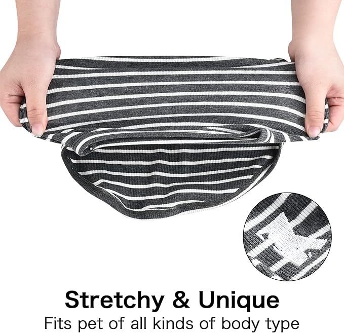 Koneseve Dog Shirt Vest Lightweight Stretchy Dog T-Shirts Soft Cool Sleeveless Stripe Vests Breathable Clothes for Puppy Kitty Cats Small Medium Large Dogs 2 Pack Black + Grey [ 6XL ]