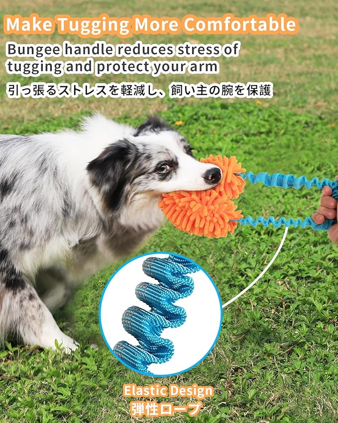 SCHITEC Tug Toy for Dogs, Bungee Tug of War Rope Toys with Squeaky Sound for Exercise & Interactive Play Games, Puppy Training Pull Toy for Small Medium Large Dog