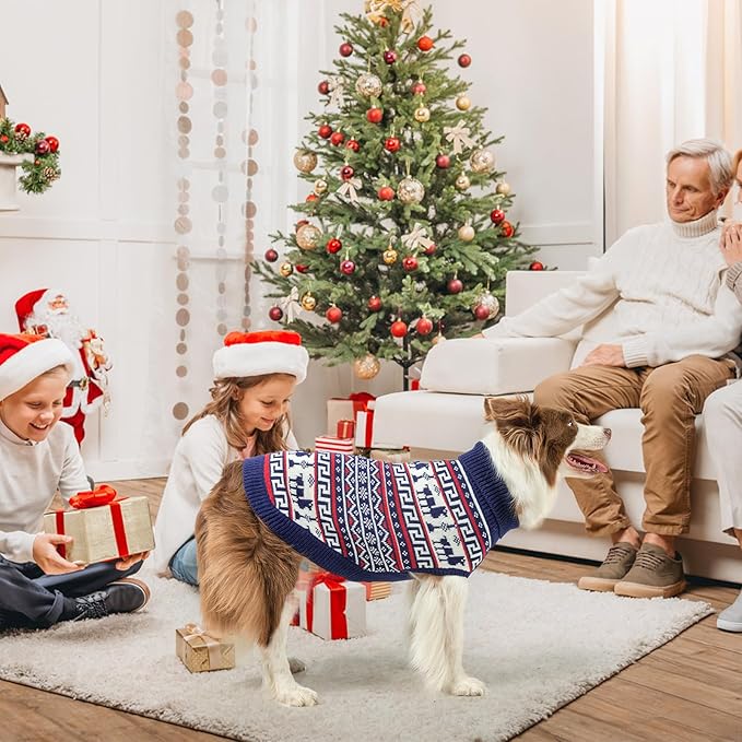 SCENEREAL Turtleneck Dog Sweater for Small Medium Large Dogs Girls Boys, Knit Pet Pullover Puppy Clothes Cold Weather Coats, Holiday Outfits Sweatshirt for Christmas, Navy XS