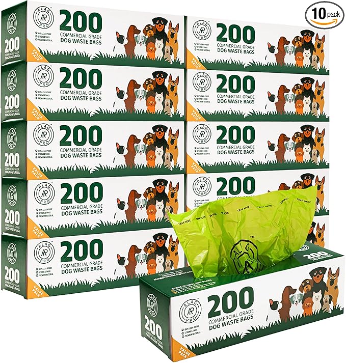 ALAGPRO® 2,000 Commercial Grade Dog Waste Station Refill Roll Bags - Fits Any Pet Waste Station - 45% Thicker than Competitor Bags - 10 Rolls of 200 Bags for Backyard, Parks & HOA's