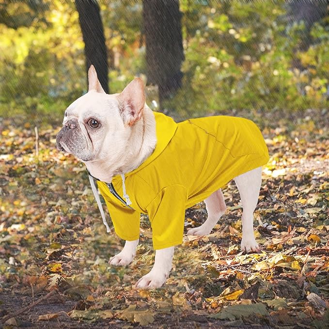 Dog Raincoat rain Jacket Raincoat Dogs Waterproof Small Medium Breeds Zip Closure Storage Pocket Harness Hole Yellow S