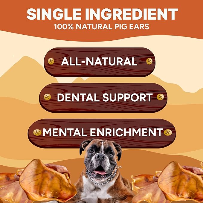 Gaines Pet Pig Ears for Dogs – 15 Count, All-Natural Whole Ears – No Additives or Hormones, Rawhide Alternative, Supports Dental Health, Easily Digestible Treat for Small to Large Dogs