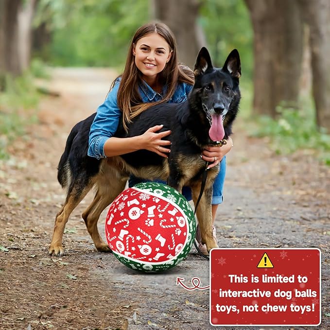 QDAN Christmas Dog Toys, Giant Tennis Ball for Large Big Dog, Balls for Outdoor Play Balls for Medium Large Dogs, Toys Birthday Gifts, 9.5 Inch