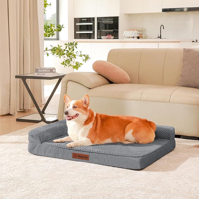 Orthopedic Dog Beds Large Sized Dog, Memory Foam Pet Bed for Large Dogs, Washable Removable Cover, Nonskid Bottom, Waterproof, 36x27x6 Inches, Dark Grey