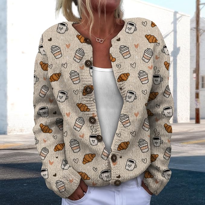 Sweater for Women Trendy Open Front Cardigan Fall Cardigan Sweaters for Women Crewneck Long Sleeve Outfits Fashion