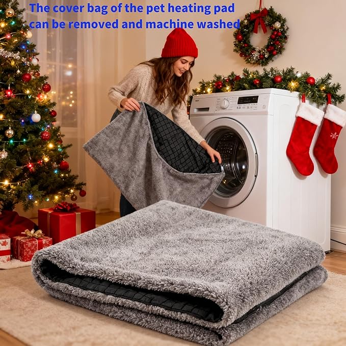 Cover for Heated Dog Bed Replaceable,Machine Washable Cover for Dog Heating Pad,A Replaceable Bag for Pet Heating Pad,Replacement Set for Heated Cat Bed,55 x 88 CM,22 x 35 Inches