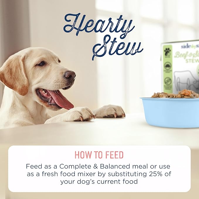 Side by Side Beef & Salmon Stew - Neutral Wet Dog Food & Dog Food Topper for All Breeds - Made with Nutrients & Whole Raw Ingredients - No Artificial Additives or Fillers - USA Made (12.5 oz, 6-Pack)