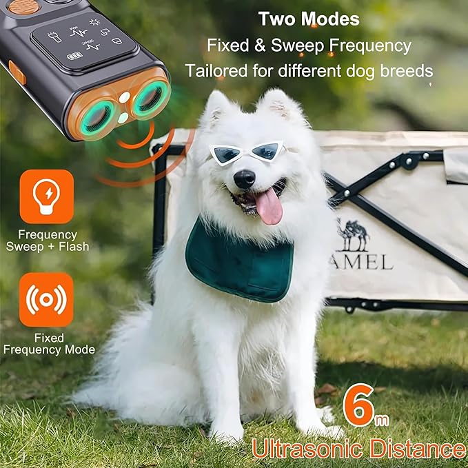 Dog Bark Deterrent Device, Ultrasonic Anti Barking, 4 Training Modes, 30FT Range, Safe Humane & Effective Handheld Dog Training Device for Indoor & Outdoor Use