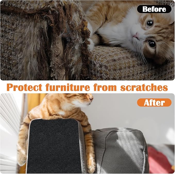 Cat Scratch Furniture Protector - 40" x 15.8" Trimmable Self-Adhesive Cats Claws Scratch Pads, DIY Cat Climbing Couch Protector for Scratch Post Cat Tree Replacement Indoor (Black)