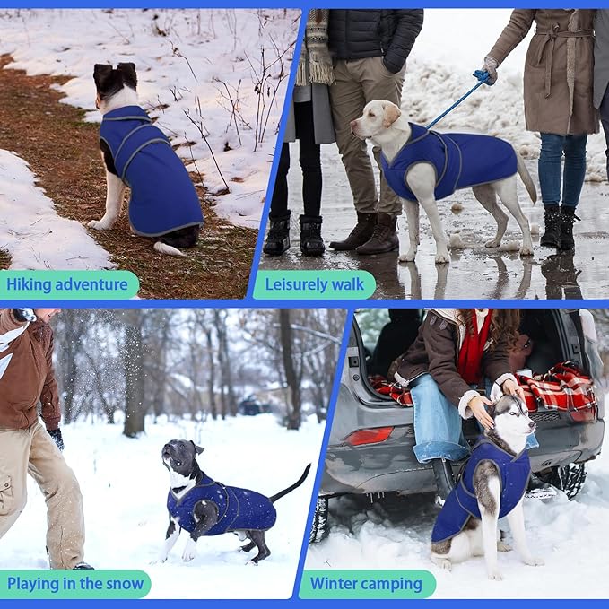 MIGOHI Reflective Waterproof Windproof Dog Coat - Warm Jacket Reversible Stormguard Winter Vest for Small to Large Dogs (Navy, XXL)