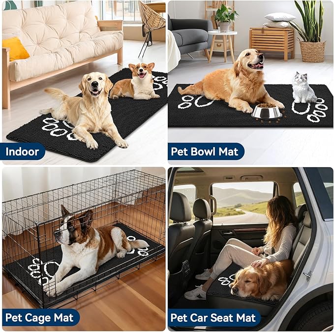 Super Absorbent Dog Door Mat, 60"*24“ Anti Slip Mat for Muddy Paws, Pet Rugs for Dirty Paws Washable That Absorbs Moisture and Dirt, for Dog Cage and Pet Resting Carpet