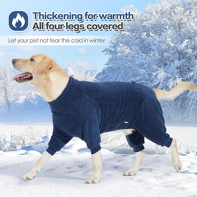Fleece Dog Sweater for Small Medium Large Dog for Run Walk Sleep Winter Jacket & Windproof Clothes Coat XS Navy Blue