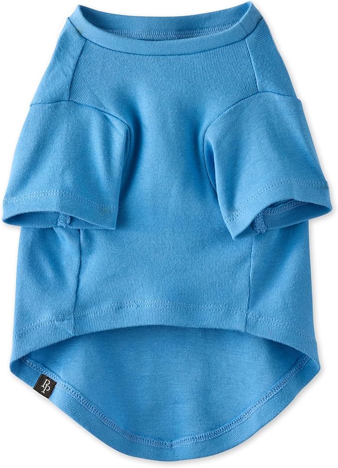 Toby II - The Perfect Tee, 8 Pack Short Sleeve Pet T-Shirt 100% Organic Cotton Tees Clothes for Small, Medium, Large Dogs, Rainbow Blue, X-Large